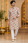 Ivory Multicolor Floral Print Festive Kurta