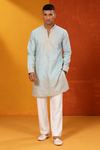 Premium Pastel Blue Embroidered Men's Kurta Set