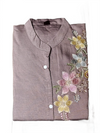 Mocha Brown Floral Embroidered Kurta Pant Set