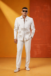 Ivory Palm Embroidered Indo-Western Suit