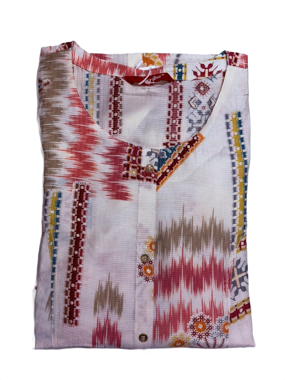 Multicolor Printed White Kurti