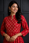 Red & Gold Printed Women’s Festive Anarkali Dress