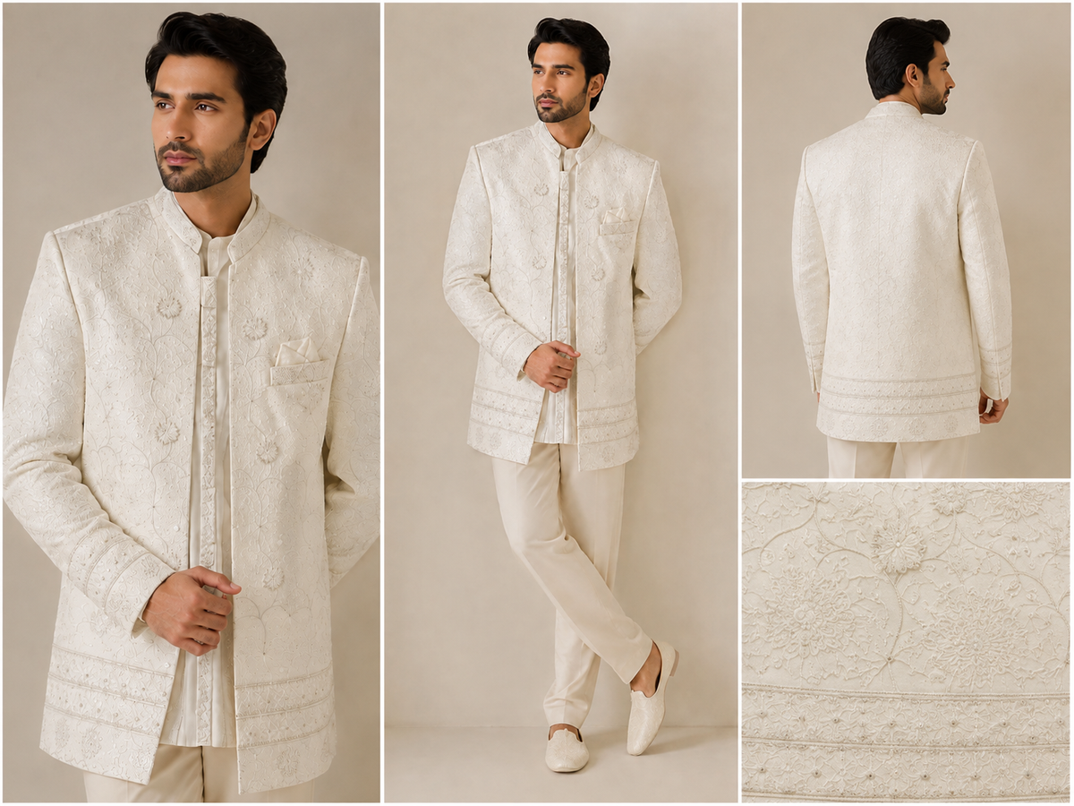 Ivory Embroidered Wedding Jodhpuri Set