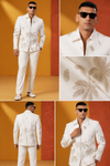 Ivory Palm Embroidered Indo-Western Suit