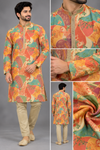 Multicolor Floral Printed Kurta Set for Men