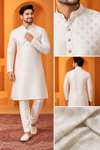 Men's Premium Ivory Jacquard Kurta Set
