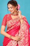 Royal Rani Pink Designer Saree with Golden Paisley Work & Rich Embroidered Pallu