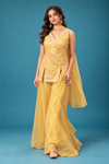 Sunshine Yellow Embroidered Sharara Set