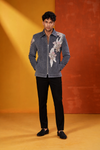 Charcoal Grey Embroidered Designer Jacket