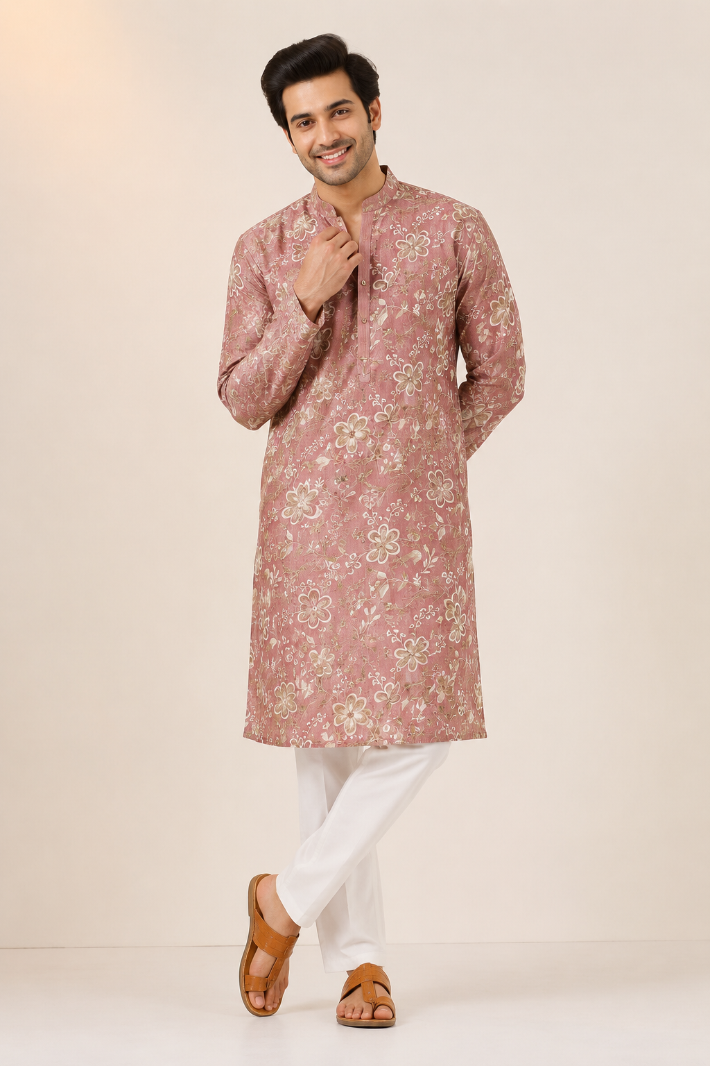 Dusty Rose Floral Printed Kurta