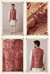 Maroon Brocade Nehru Jacket