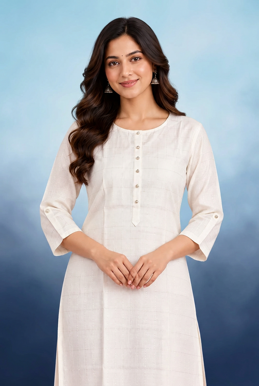Elegant Ivory Checkered Kurti