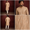 Champagne Gold Embroidered Men’s Festive Kurta