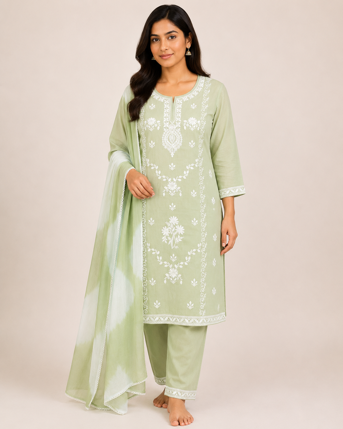 Women  Embroidered Kurta Pant Dupatta Set