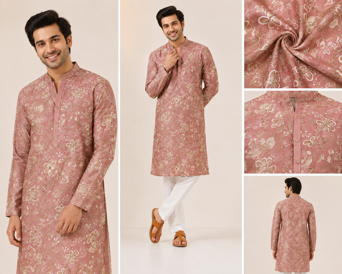 Dusty Rose Floral Printed Kurta