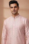 Soft Pink Embroidered Kurta Set for Festive Elegance