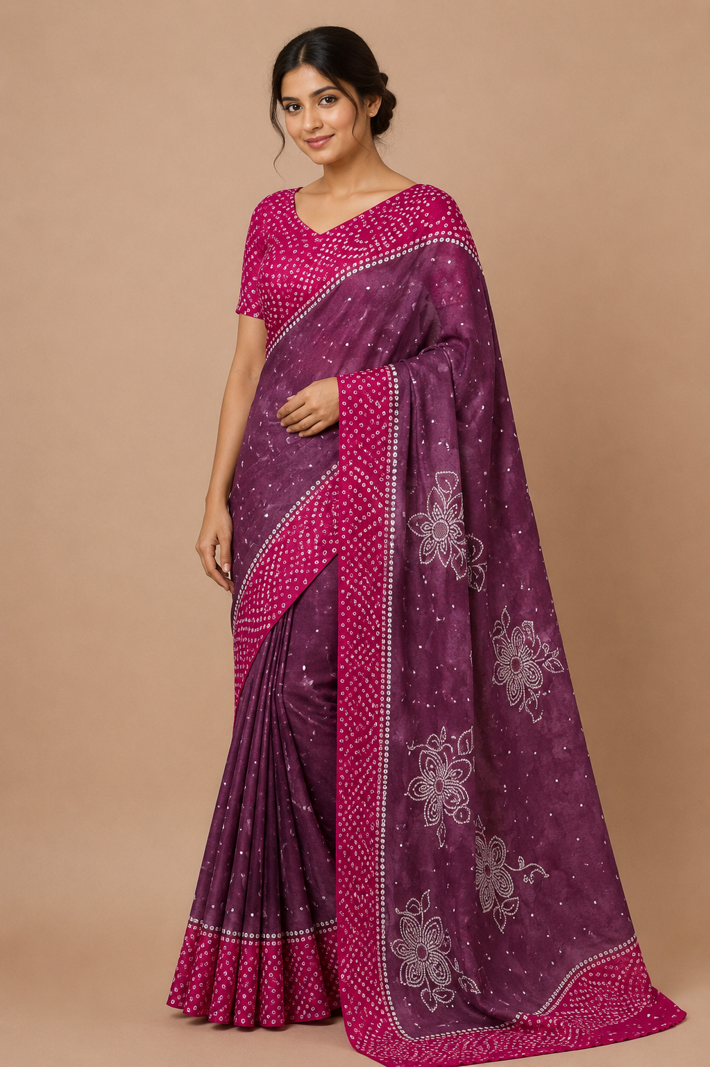 Women’s  Printed Saree with Floral Design
