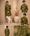 Royal Olive Green Floral Kurta