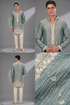Sage Green Embroidered Festive Kurta Set