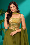 Olive Green Embroidered Palazzo Set