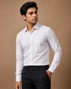 Men Light Grey Textured Checked Formal Shirt