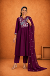 Elegant Embroidered Kurta Pant & Dupatta Set