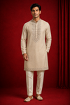 Regal Beige Embroidered Men’s Kurta Set