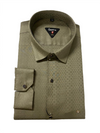 Men's Olive Green and grey  Textured Full Sleeve formal Shirt