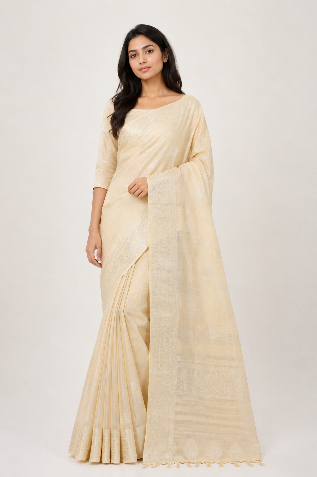 Sunflower Linen Saree  Elegance
