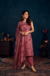 Dusty Rose Floral Printed Kurti Pant & Dupatta Set