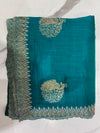 Elegant  Embroidered Saree with Silver Zari Border