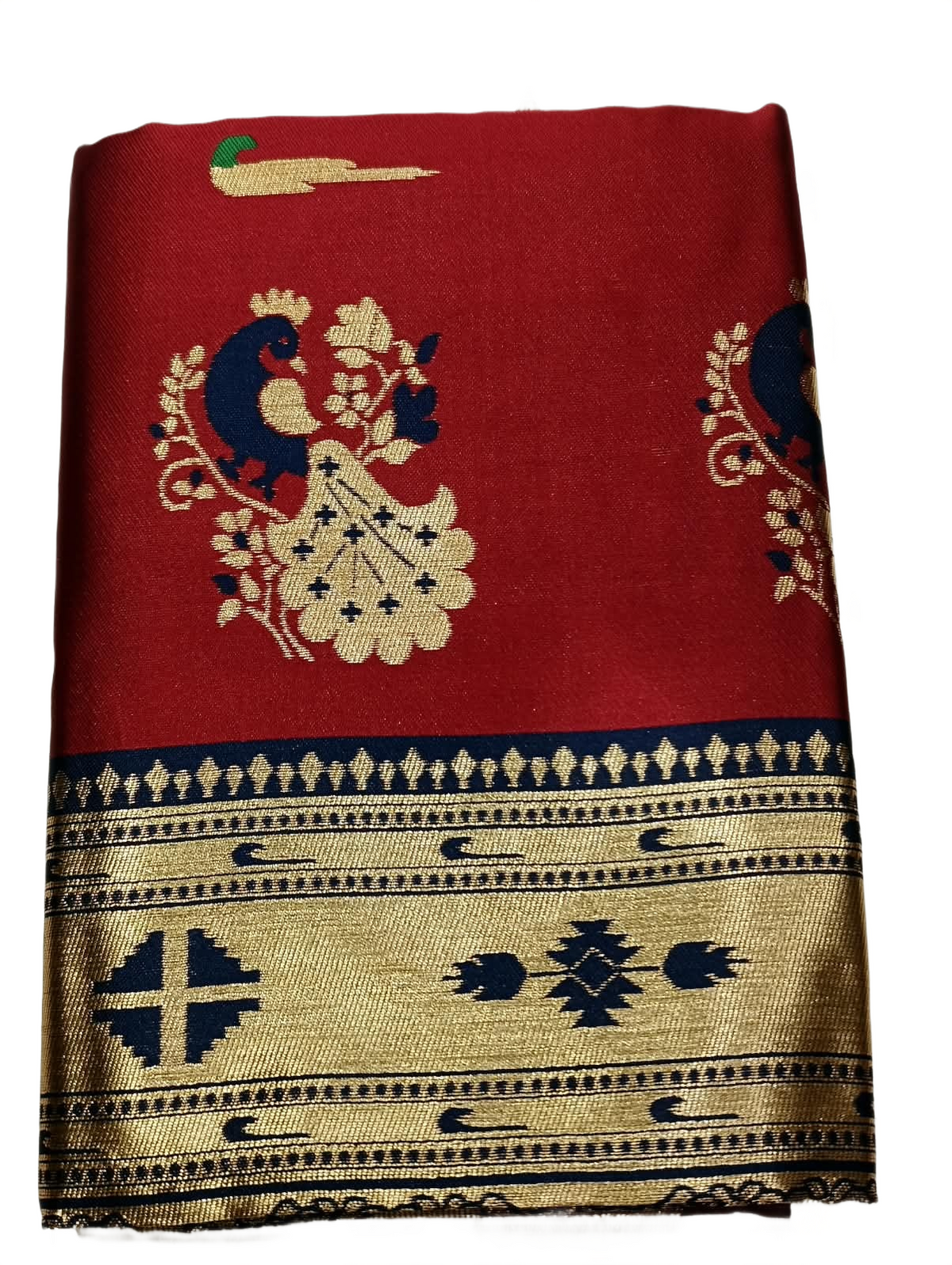Red & Gold Paithani Saree with Traditional Peacock Pallu