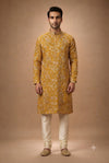 Mustard Gold Floral Festive Kurta