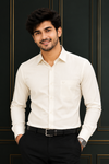 Men's Premium Off-White Formal Shirt | Tailored Fit | Full Sleeves