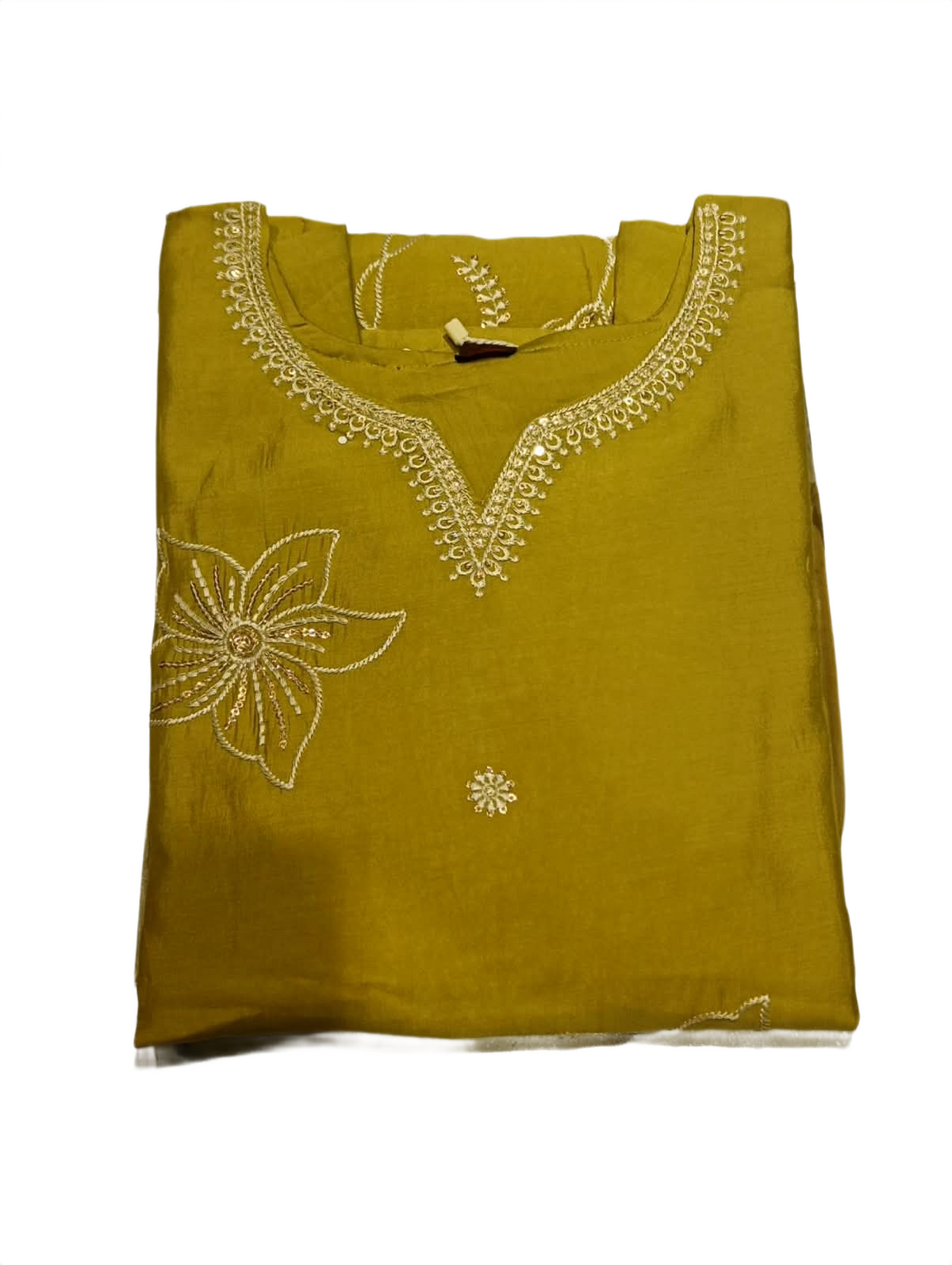 Mustard Yellow Embroidered Kurta Pant Set with Floral Dupatta