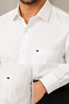 Men's Premium White Textured Formal Shirt – Full Sleeve Classic Office Wear