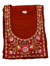 Women's Rust Red Embroidered Anarkali Kurta Set with Dupatta