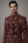 Regal Maroon Embroidered Jodhpuri Suit for Men