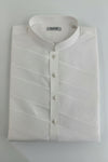 White Diagonal Self-Stripe Kurta for Men