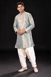 Silver Grey Embroidered Kurta Set