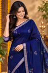 Midnight Blue Floral Weave Saree