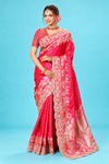 Royal Rani Pink Designer Saree with Golden Paisley Work & Rich Embroidered Pallu