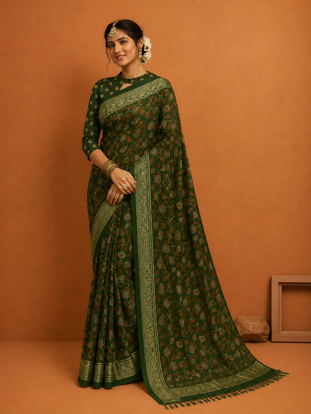 Royal  Printed Saree with Traditional Border