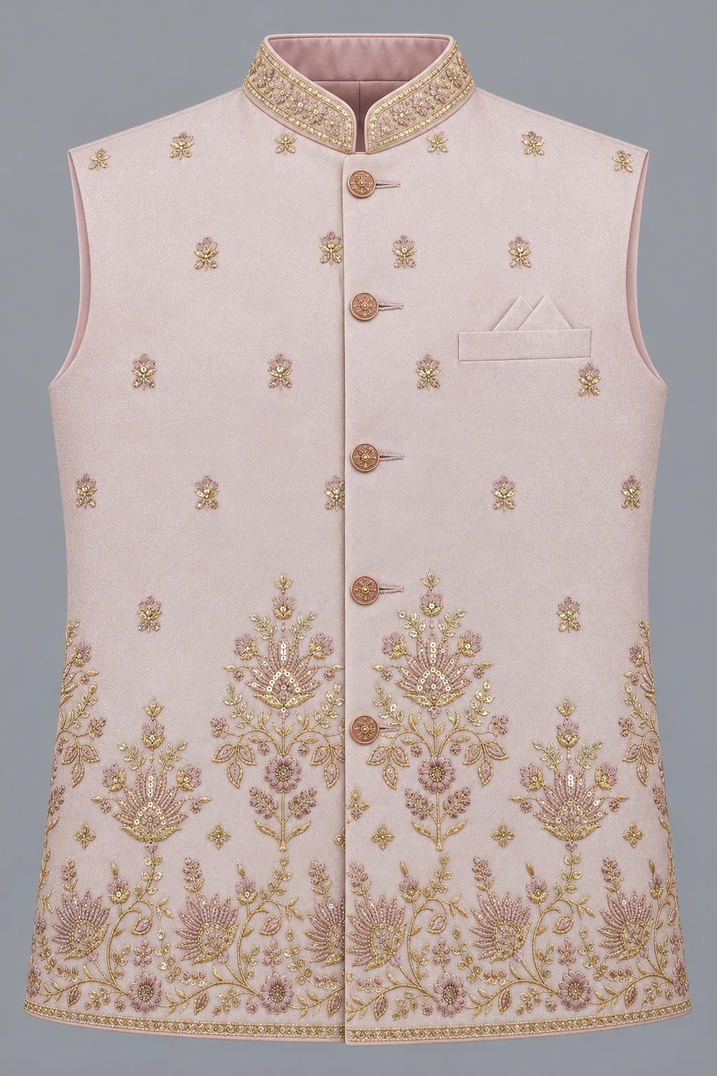 Blush Pink Floral Embroidered Modi Jacket