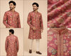 Rose Pink Floral Print Men’s Festive Kurta Set