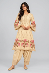 Elegant Cream Printed Kurta with Dhoti Pants Set for Women