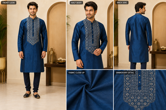 Royal Blue Embroidered Kurta