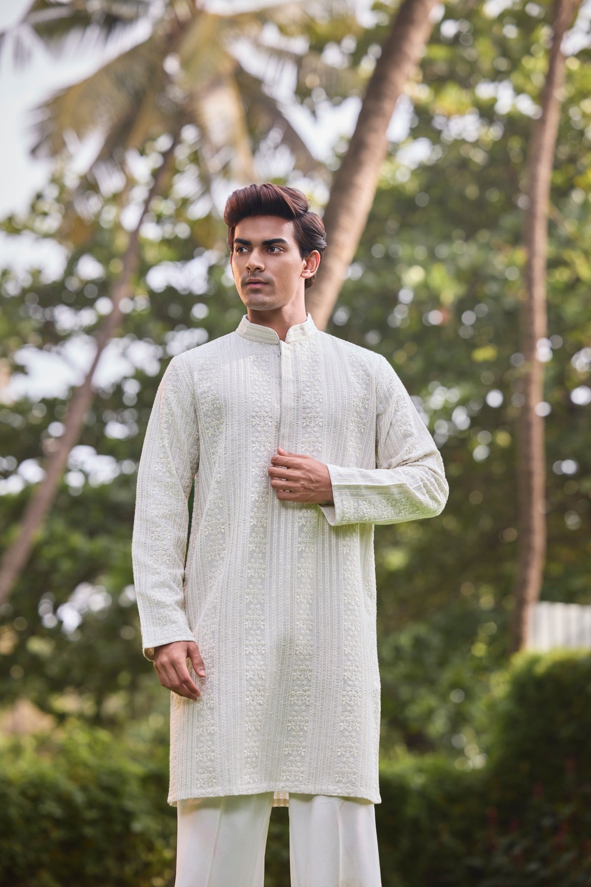 Ivory Embroidered Festive Kurta Set