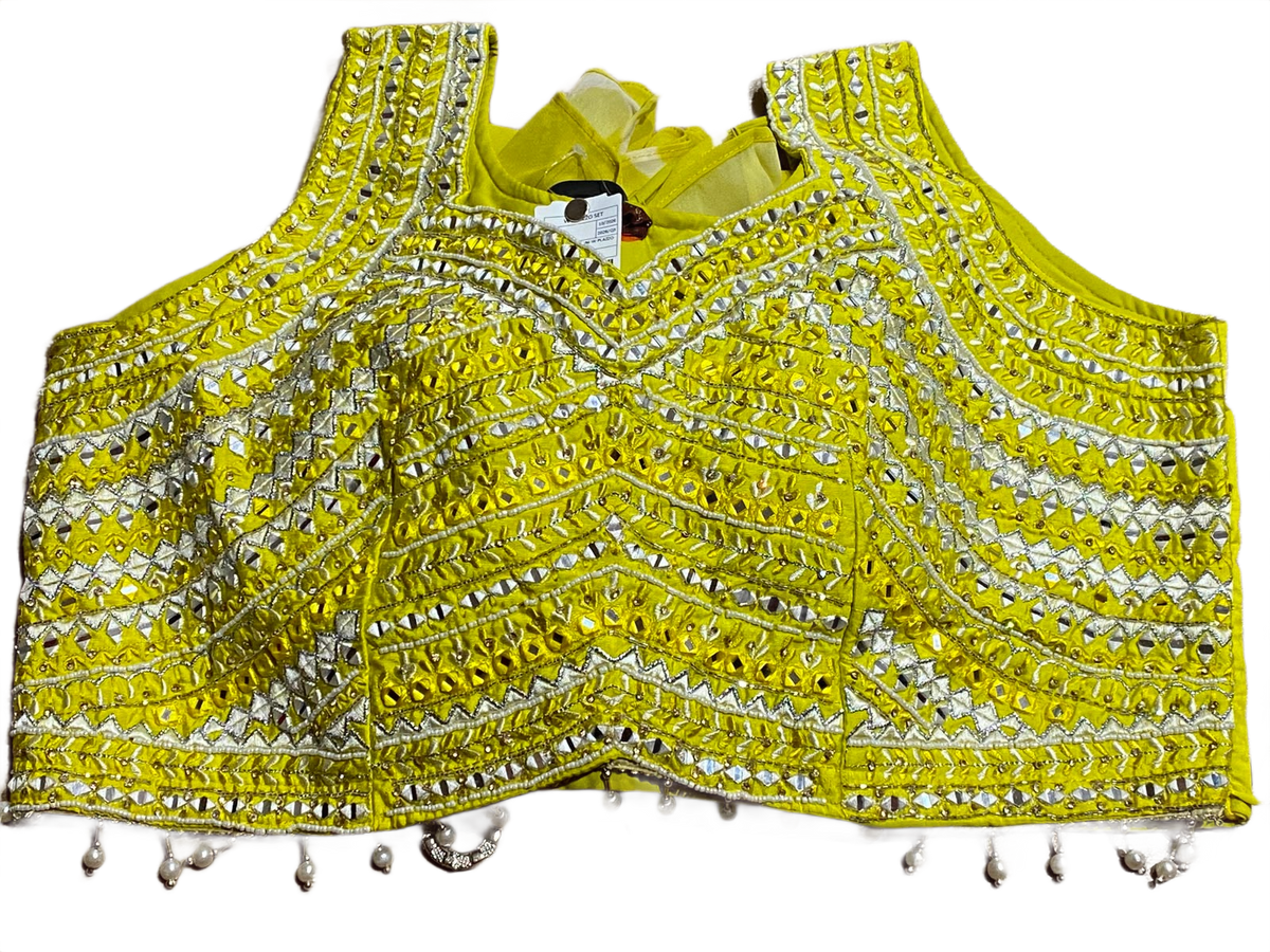 Radiant Sunshine Yellow Mirror Work Palazzo Set