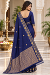 Royal Blue Zari Floral Saree